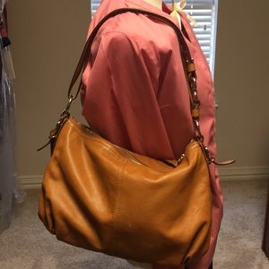 Purse purge: camel brown Coach shoulder bag